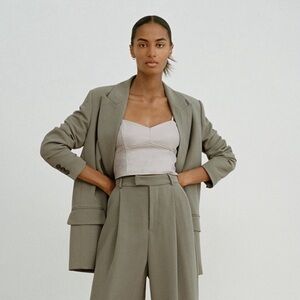 NWT Zara Tan Faux Leather Bustier Crop Top Size Small